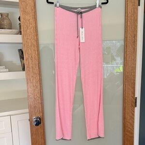 NWT Pink Frankies Bikinis Cloud Knit Pants with Gray Trim